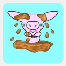 Muddy Little Piglet Square Sticker