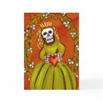 Muerta Skeleton Lady with Heart Cards