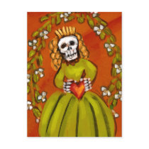 Muerta Skeleton Lady with Heart Postcard