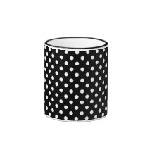 Mug Cup Polka Dots Black White