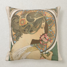 Mujer del nouveau del arte con las flores cojin
