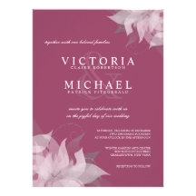 Mulberry Rose and White Floral Wedding Invitations