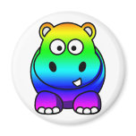 Multi Colored , Rainbow Hippo Fridge Magnet