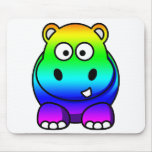 Multi Colored , Rainbow Hippo Mouse Pads