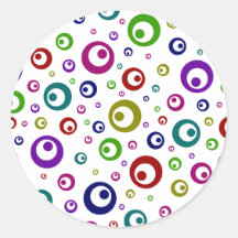 Multi-Colour Abstract Polka Dots Round Stickers
