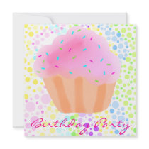Multi Colour CupCake Birthday Invitation