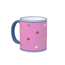 Multi-Colour Hearts on Pink Mugs