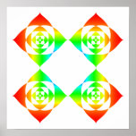 Multi-Colour Rainbow Flowers. On White. Poster