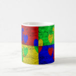 Multi-Colour Woodgrain Block Hearts, mugs