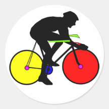 Multi coloured bicycle bike t-shirt round sticker