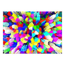 Multi-Coloured Crystalline Block Pattern Personalized Announcement
