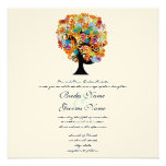 Multi Coloured Flower  Love Tree Wedding Invitatio