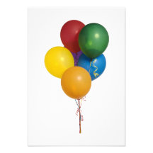 Multi Coloured Party Balloons Custom Announcements