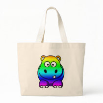 Multi Coloured , Rainbow Hippo Tote Bag