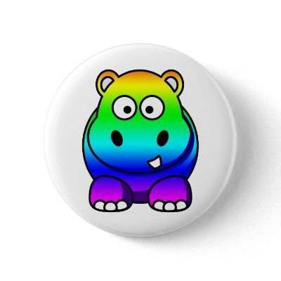 Multi Coloured , Rainbow Hippo Pin by OnlyFunStuff