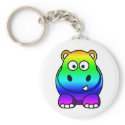 Multi Coloured , Rainbow Hippo keychains