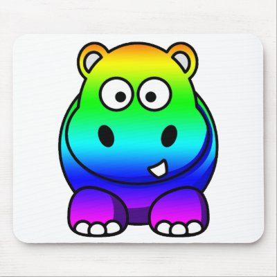 Multi Coloured , Rainbow Hippo Mouse Pads by OnlyFunStuff