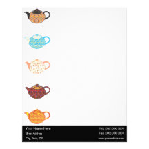 Multi-coloured Tea Kettles Letterhead Template