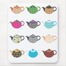 Multi-coloured Tea Kettles Mouse Pad