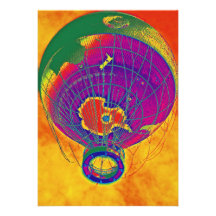 Multi-coloured World Globe Balloon, Orange Sky Custom Invite