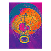 Multi-coloured World Globe Balloon, Purple Sky Custom Invitation