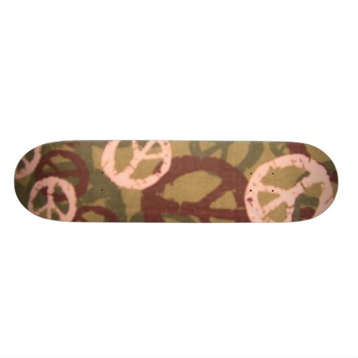 Multi Colours Peace Signs/Camo Look Skateboard