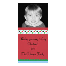 multi dot striped christmas custom photo card