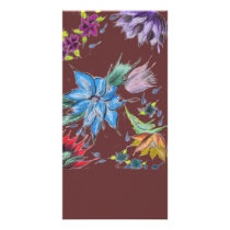 Multi Flowers Brown Photo Card