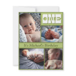 Multi Frame Green One Birthday Invitation