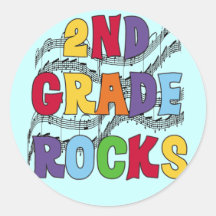 Multicolor 2nd Grade Rocks Tshirts and Gifts Round Sticker