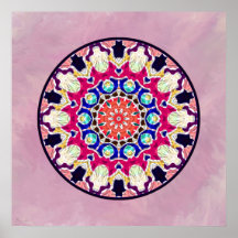 Multicolor Abstract Kaleidoscope Mandala Posters