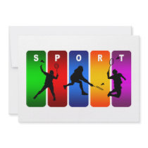 Multicolor Badminton Emblem Custom Invitation