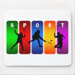 Multicolor Badminton Emblem Mousepad