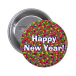 Multicolor Confetti "Happy New Year!" Pinback Buttons