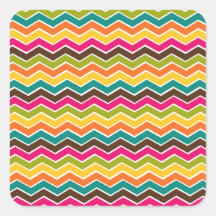 Multicolor girly chevron square sticker