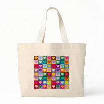 Multicolor Heart Squares Canvas Bags