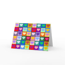 Multicolor Heart Squares Greeting Card