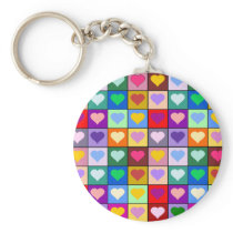 Multicolor Heart Squares Key Chains