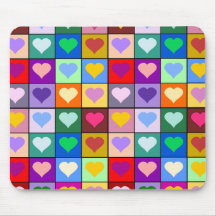 Multicolor Heart Squares Mousepad