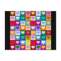 Multicolor Heart Squares Post Cards