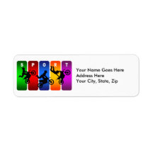 Multicolor Motocross Emblem Return Address Label