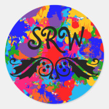 Multicolor Paint Splatter Monogram Sticker