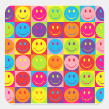 Multicolor Pop Smileys Square Sticker