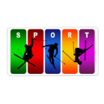 Multicolor Ski Emblem Shipping Label