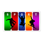 Multicolor Snowboarding Emblem Labels