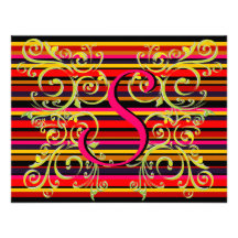 Multicolor Stripe Flourish Custom Announcements
