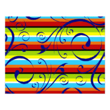 Multicolor Stripe Flourish Custom Invites