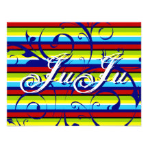 Multicolor Stripe Flourish Personalized Announcement