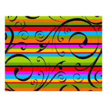 Multicolor Stripe Flourish Invites