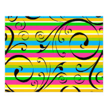 Multicolor Stripe Flourish Personalized Invite